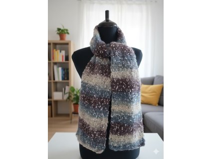 Ručně háčkovaná šála melír