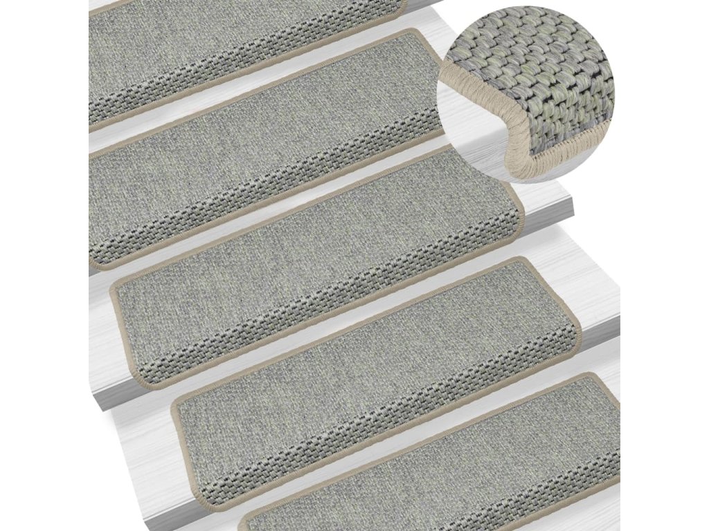vidaXL Samolepící nášlapy na schody vzhled sisal 15ks 65x21x4cm zelené