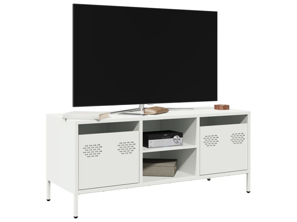 vidaXL TV skříňka bílá 101,5 x 39 x 43,5 cm ocel válcovaná za studena
