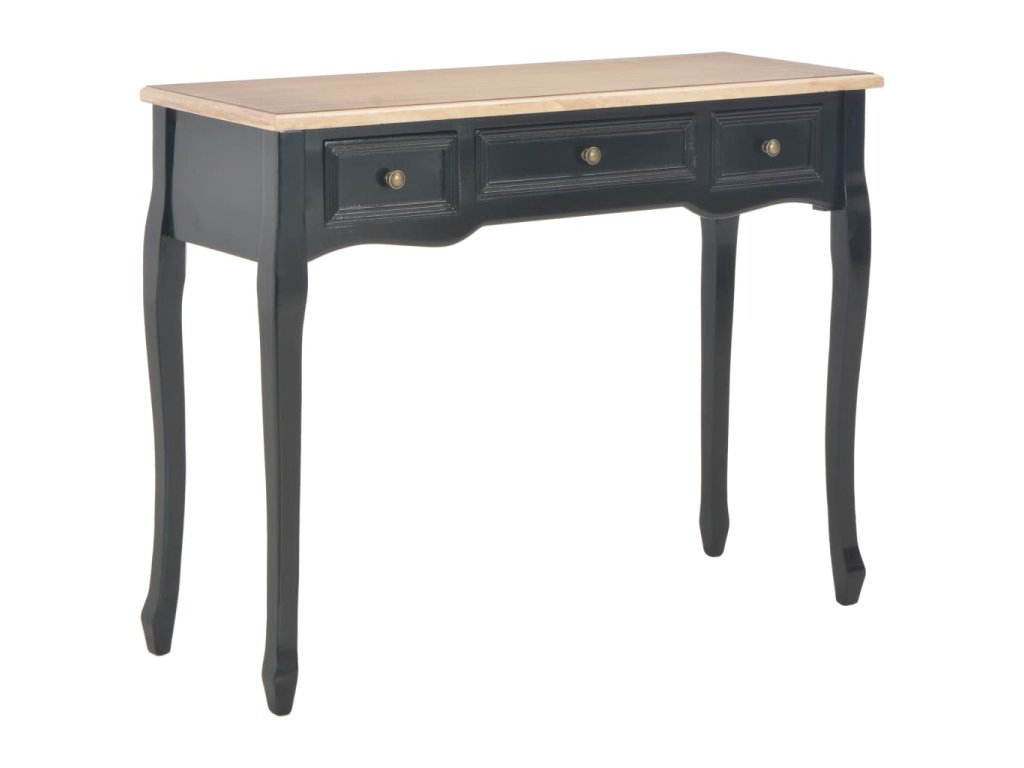 280046 vidaXL Dressing Console Table with 3 Drawers Black