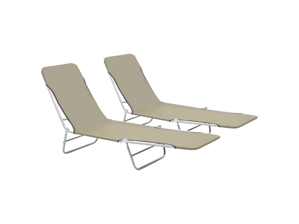 vidaXL Skládací zahradní lehátka 2 ks ocel a látka taupe