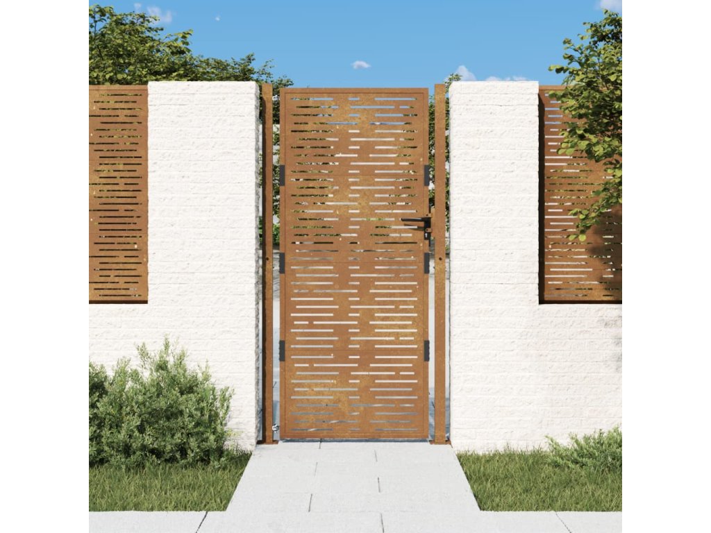 vidaXL Zahradní branka 105 x 180 cm z corten oceli, čtvercový design