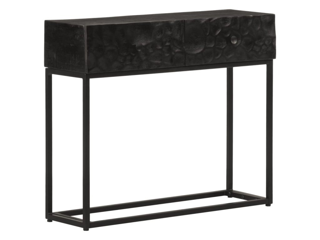 vidaXL Konzolový stolek černý 90x30x76 cm masivní mangovník a železo
