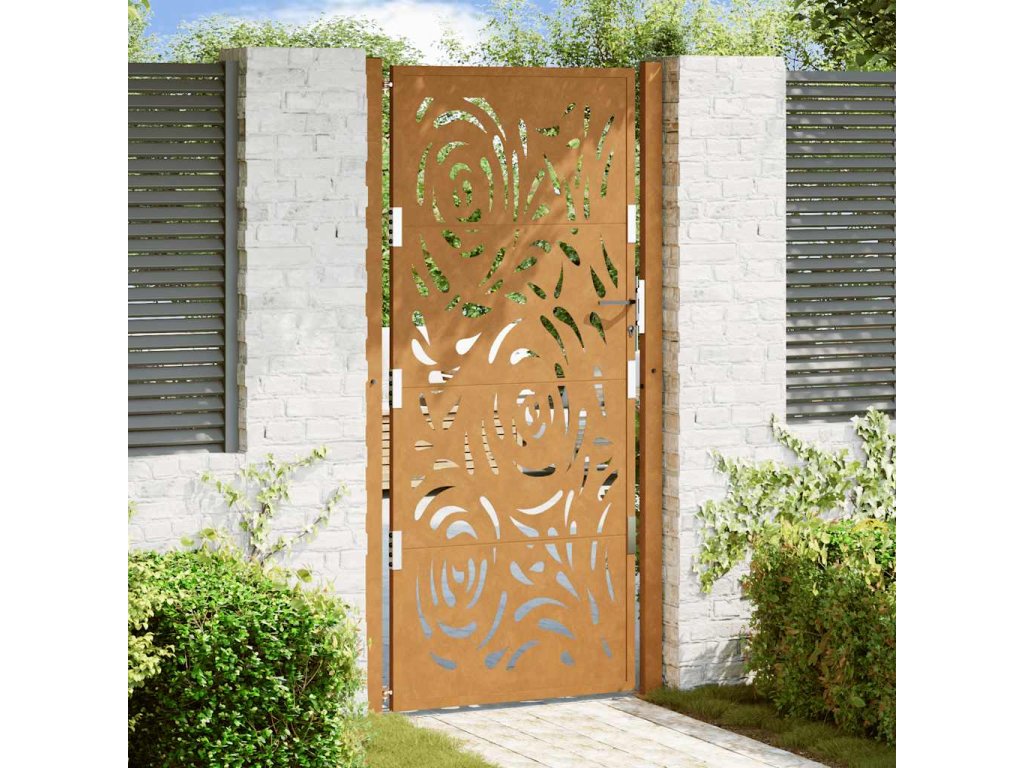 vidaXL Zahradní brána 105 x 205 cm z odolné oceli s motivem plamene