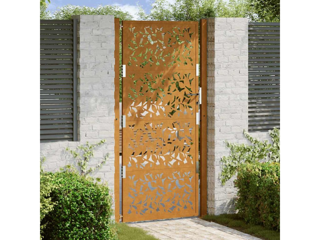 vidaXL Zahradní brána 105 x 205 cm, ocelový design s povětrnostními vlivy