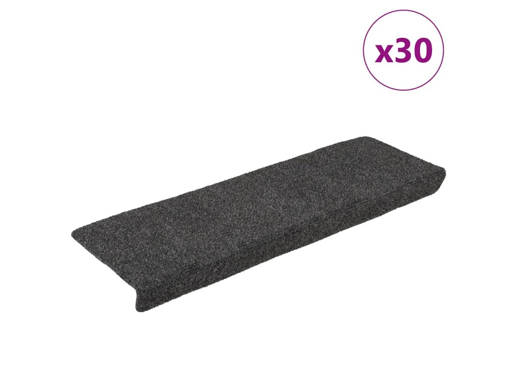 vidaXL Schodové rohože samolepicí 30 ks 65 x 21 x 4 cm antracitové s obdélníkovým okrajem