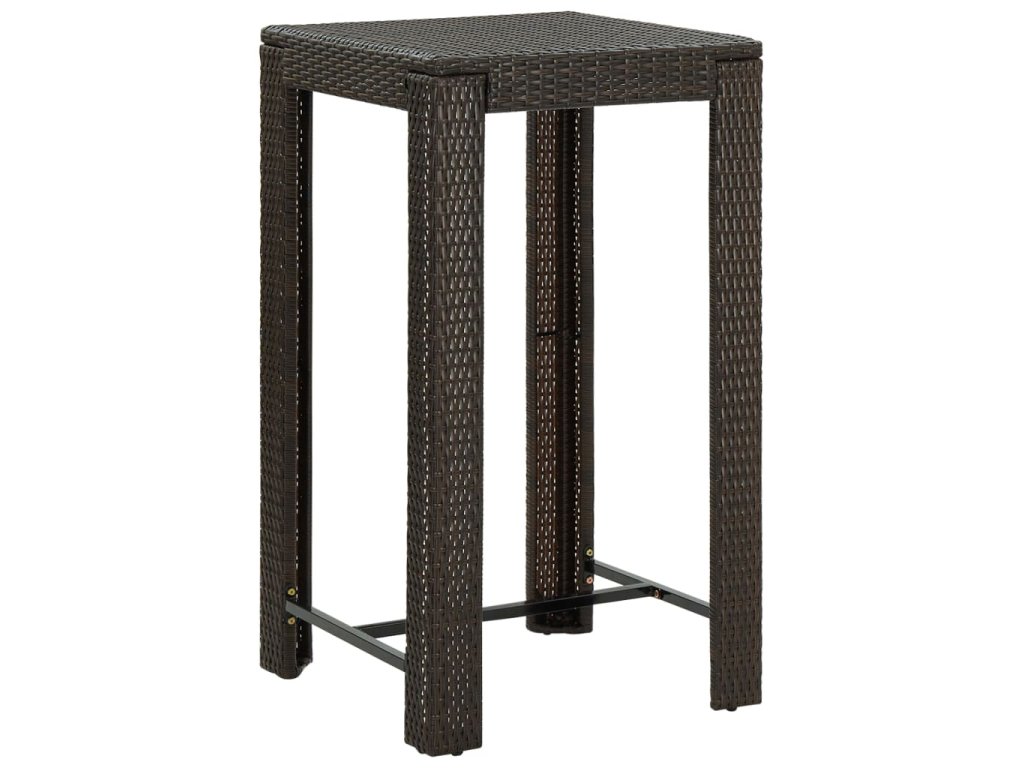 vidaXL Zahradní barový stůl hnědý 60,5 x 60,5 x 110,5 cm polyratan