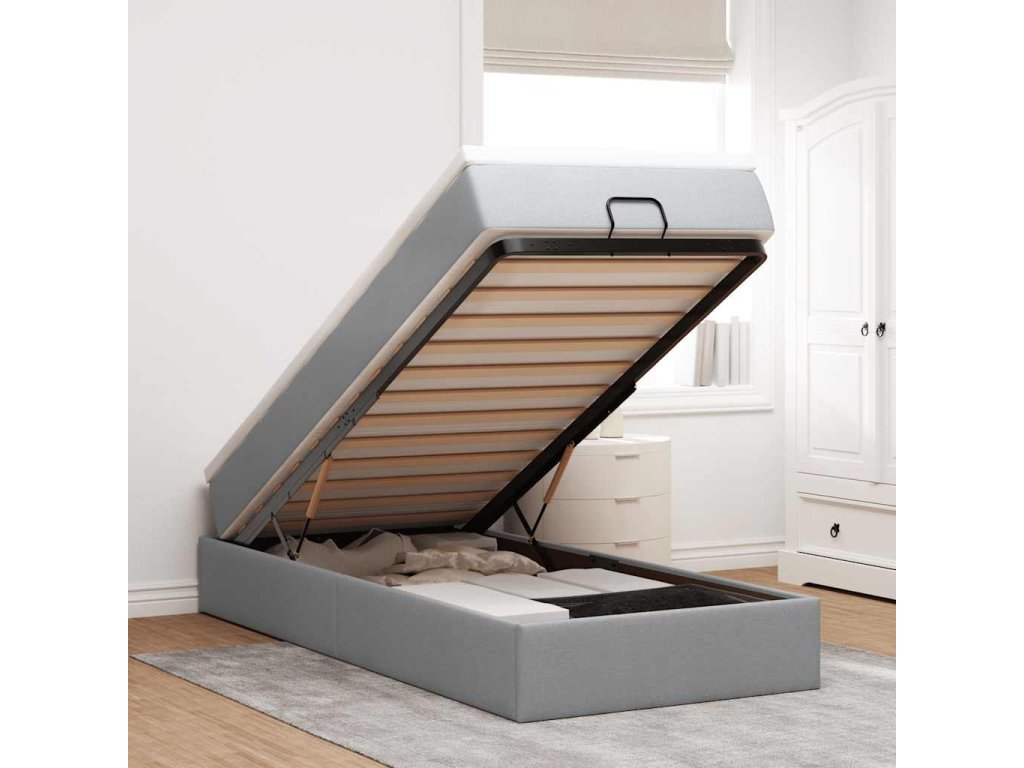 vidaXL Osmanský rám postele s matrací světle šedá 100x200cm textil