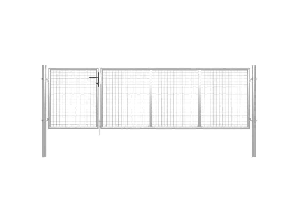 vidaXL Zahradní plotová brána ocel 350 x 75 cm stříbrná