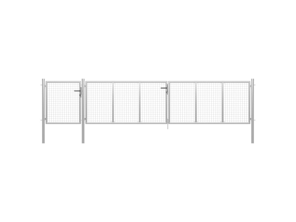 vidaXL Zahradní brána ocel 500 x 100 cm stříbrná