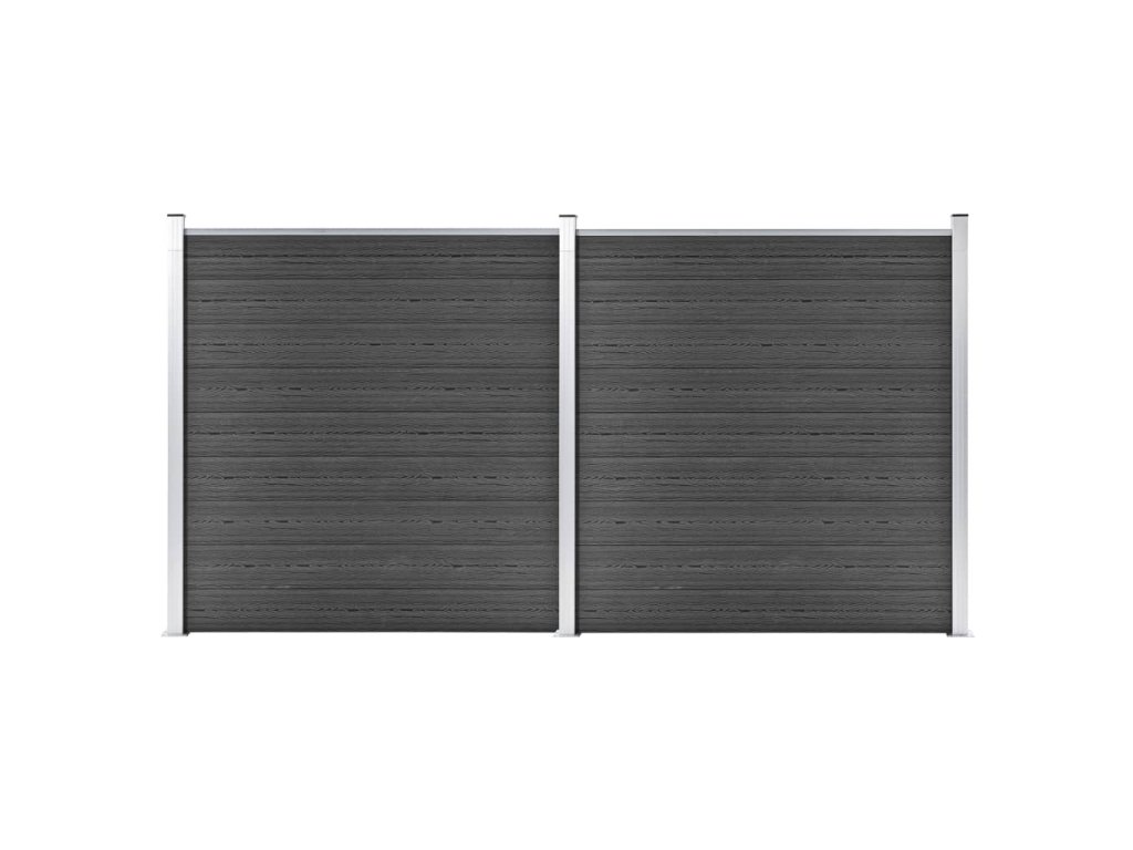 vidaXL Sada plotových dílců WPC 353 x 186 cm černá