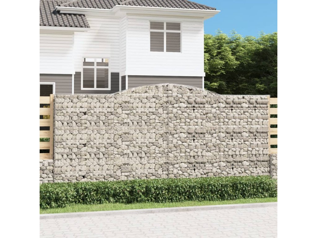 vidaXL Klenuté gabionové koše 10ks 400x30x180/200cm pozinkované železo