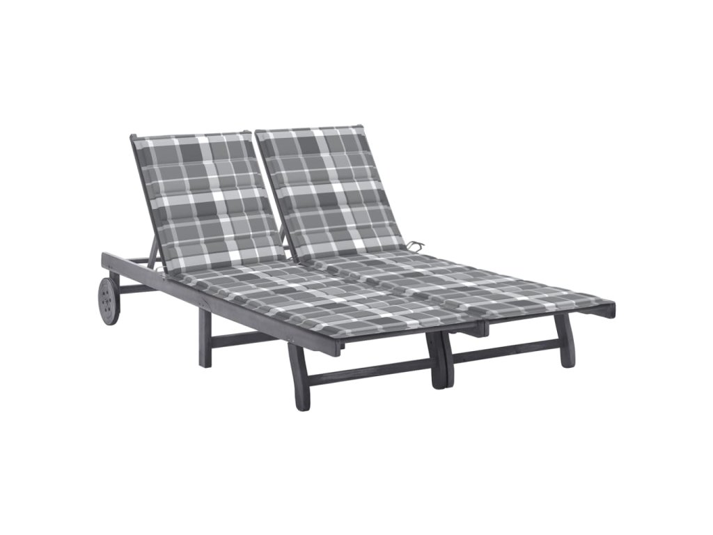 vidaXL Zahradní lehátko pro 2 osoby s poduškou šedé masivní akácie