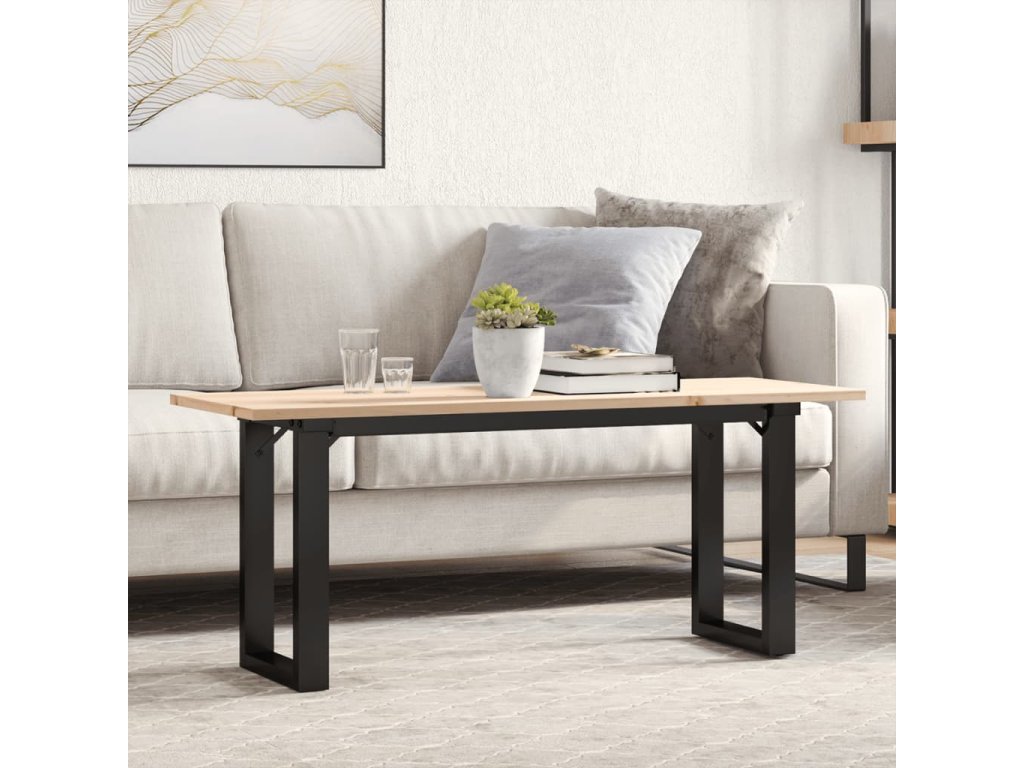 vidaXL Konferenční stolek s O rámem 110x40x45 cm borové dřevo a ocel