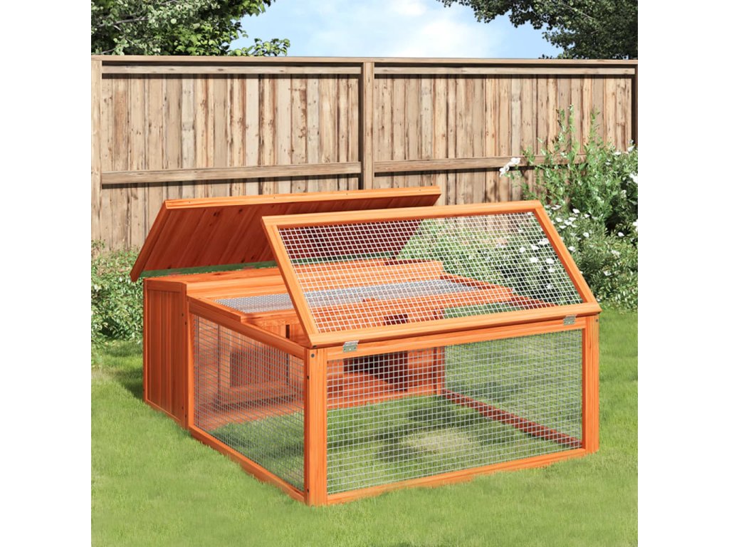 vidaXL Králíkárna hnědá 117,5 x 97 x 47,5 cm masivní borové dřevo