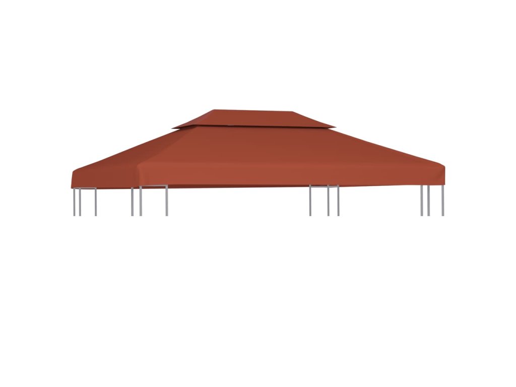 vidaXL Dvojitá střecha na altán 310 g/m² 4 x 3 m cihlová