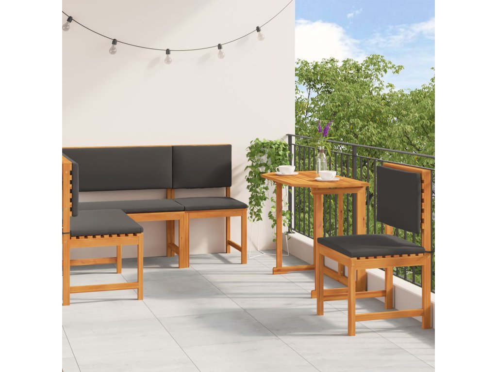 vidaXL Sada zahradních laviček 4 pcs Hnědá masivní akáciové dřevo