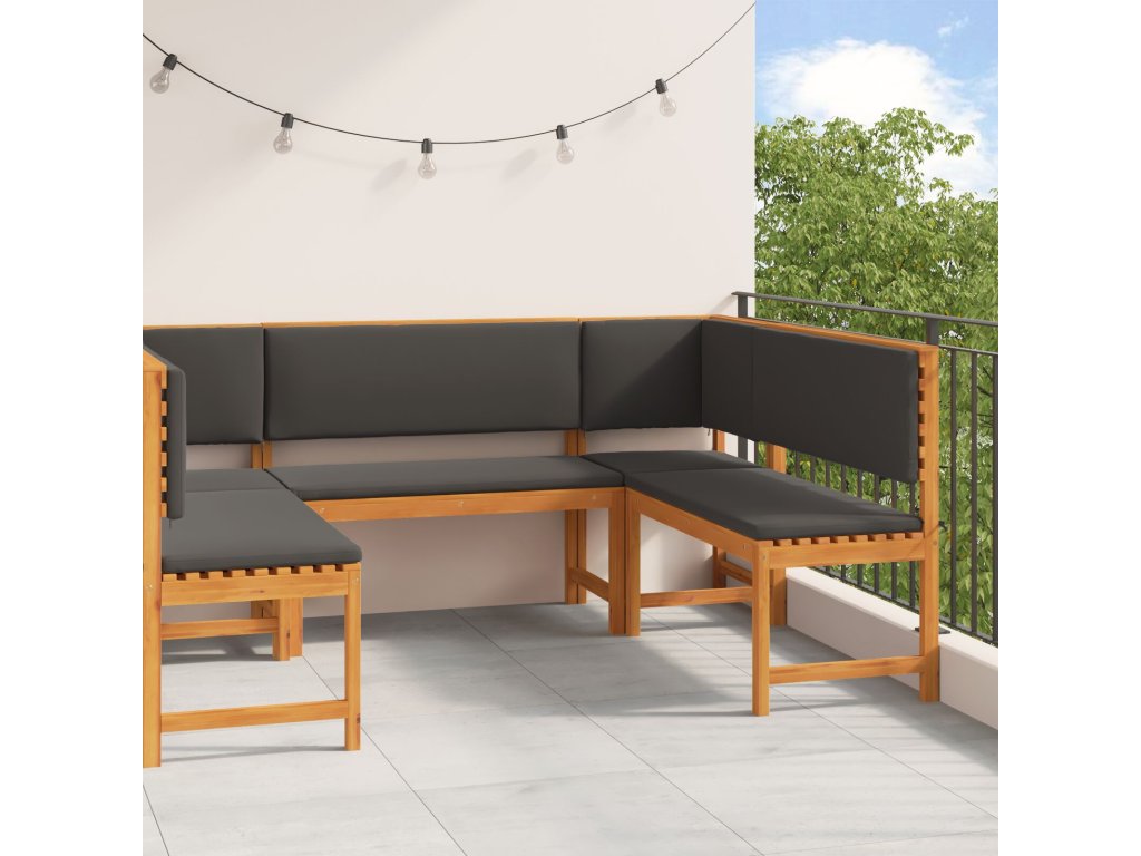 vidaXL Sada zahradních laviček 5 pcs Hnědá masivní akáciové dřevo