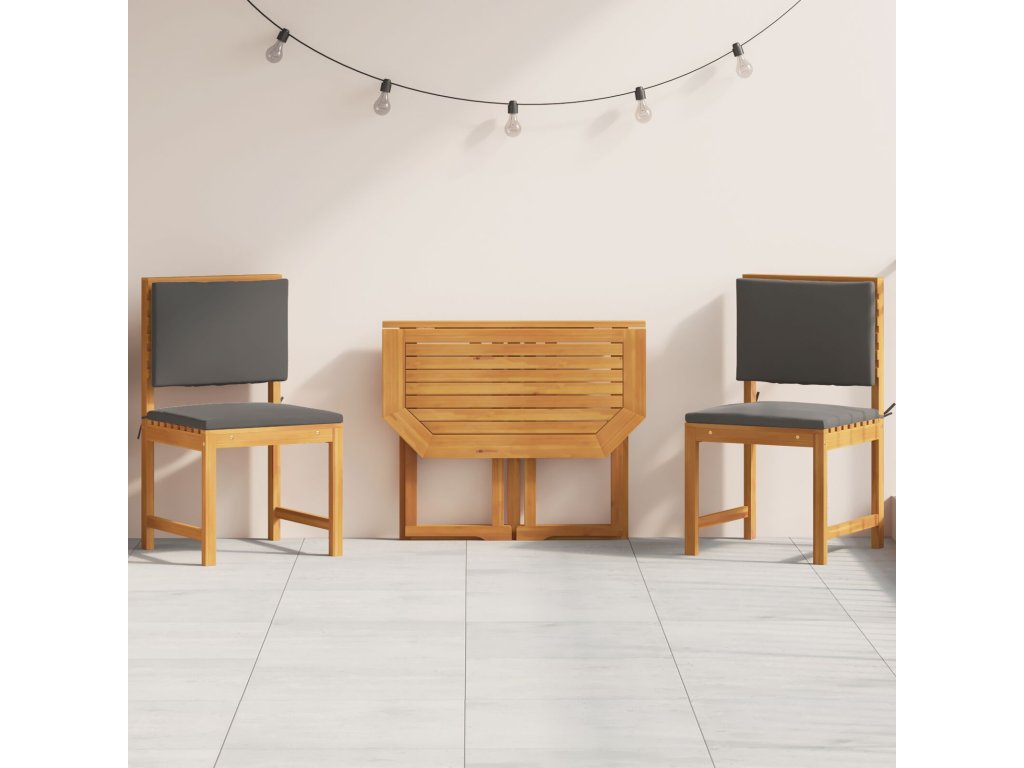 vidaXL Zahradní bistro set 3 pcs Hnědá masivní akáciové dřevo