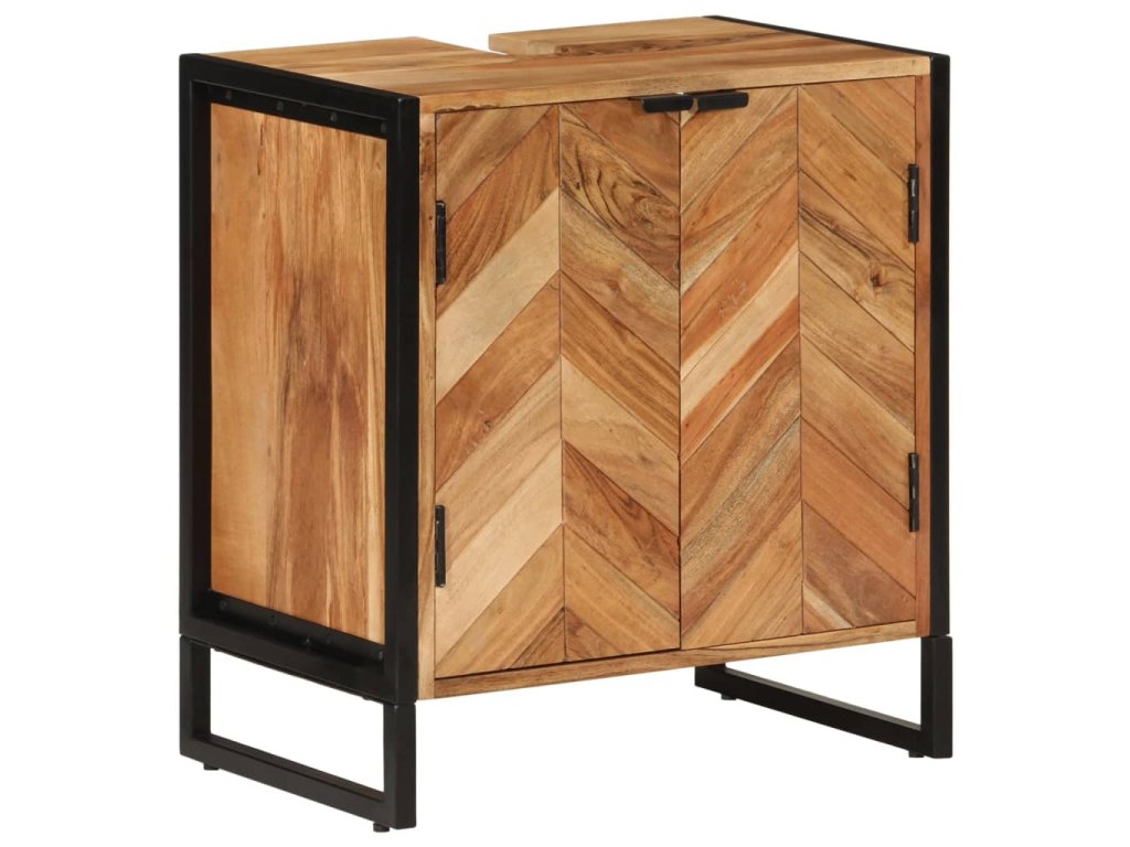 vidaXL Koupelnová skříňka 55 x 35 x 60 cm masivní akácie a železo