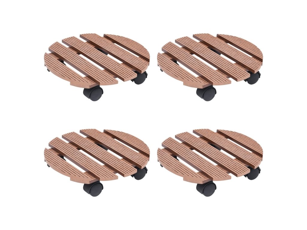 vidaXL Vozíky na rostliny 4 ks hnědé Ø 30 x 7,5 cm WPC