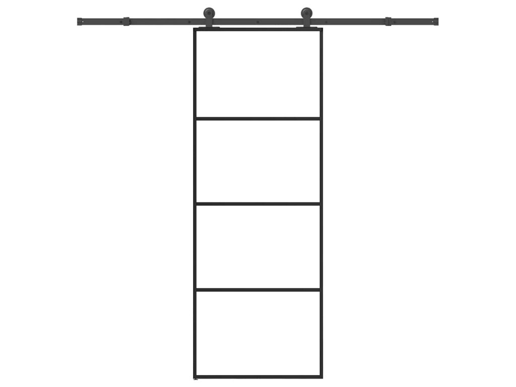 vidaXL Posuvné dveře s kováním 76x205 cm ESG sklo a hliník