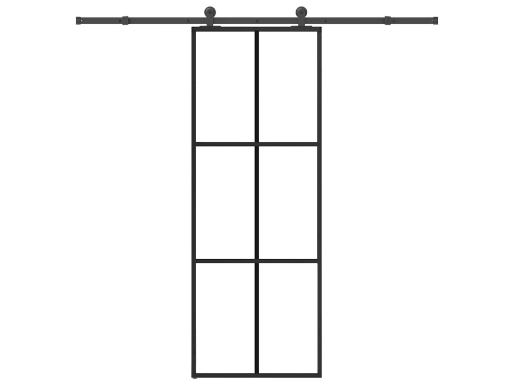 vidaXL Posuvné dveře s kováním 76x205 cm ESG sklo a hliník