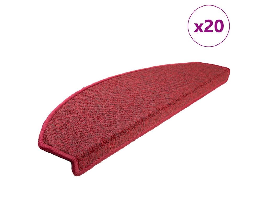 vidaXL Schodové rohože 20 ks 65 x 24 x 4 cm bordó půlkulaté velké