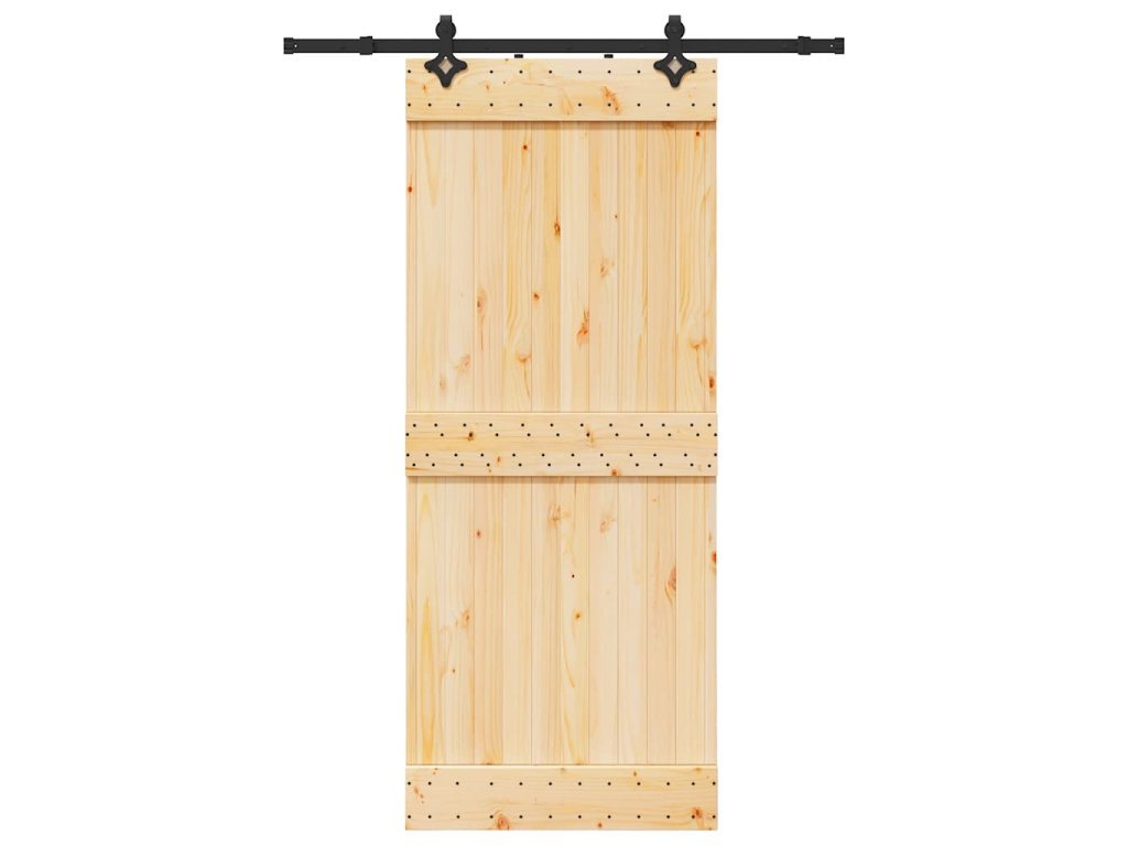 vidaXL Posuvné dveře s kováním 85 x 210 cm masivní borové dřevo