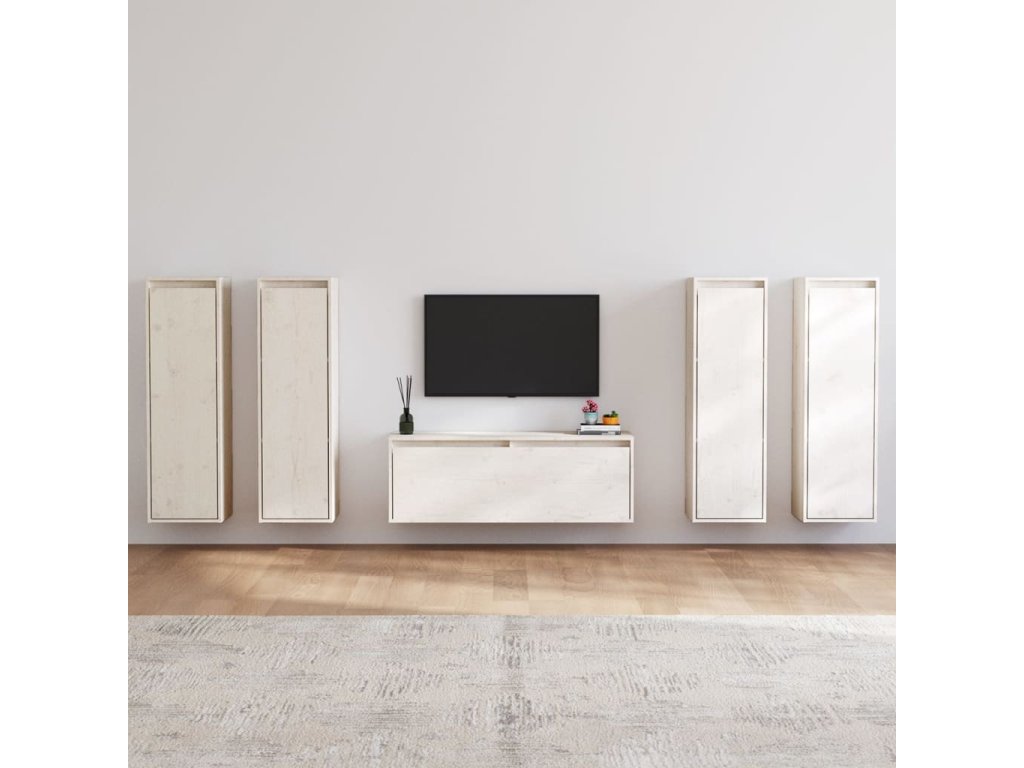 vidaXL TV skříňky 5 ks bílé masivní borové dřevo