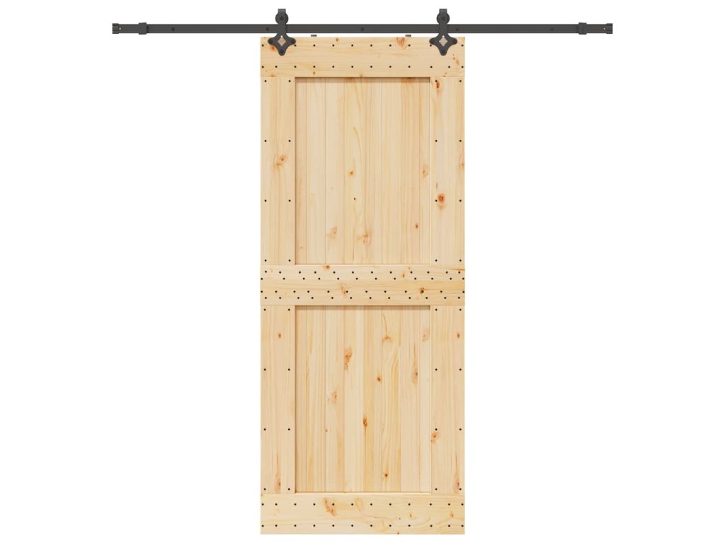 vidaXL Posuvné dveře s kováním 95 x 210 cm masivní borové dřevo
