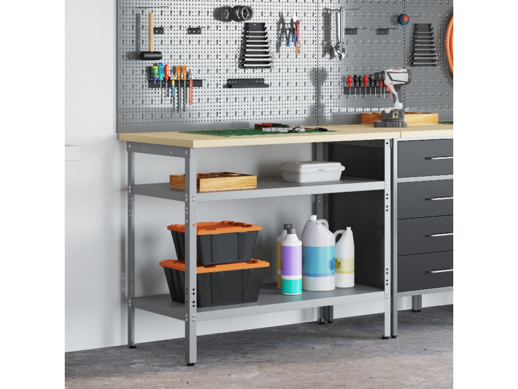 vidaXL Pracovní stůl Šedá 100 x 55 x 85 cm Ocel a inženýrské dřevo