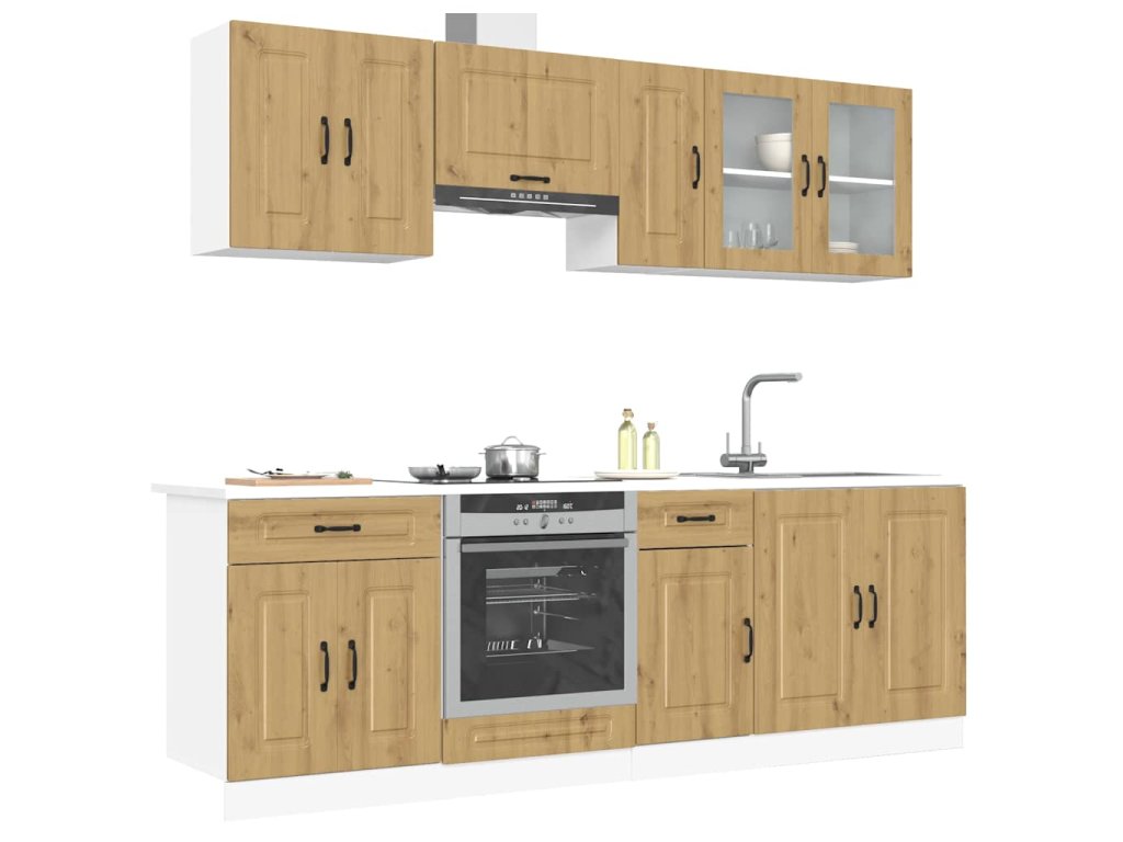 vidaXL 8dílná sada kuchyňských skříněk "Kalmar" dub artisan kompozit