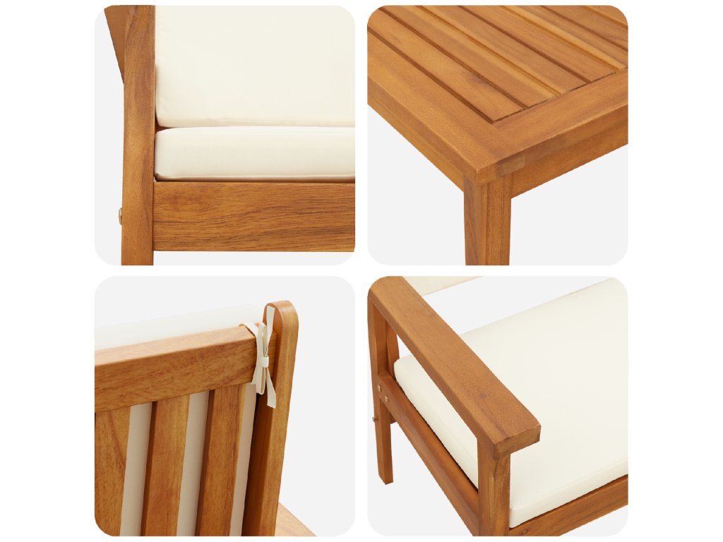 vidaXL Sada zahradních pohovek 3 pcs Krémově bílá