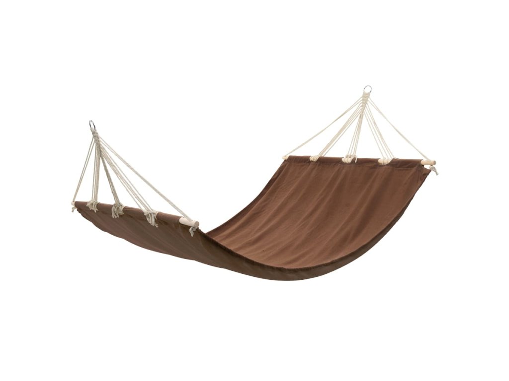 Houpací síť s lištami 210 x 150 cm hnědá