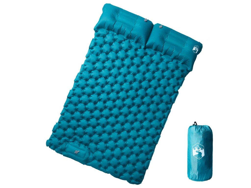 vidaXL Samonafukovací kempingová matrace s polštáři 2 osoby modrá