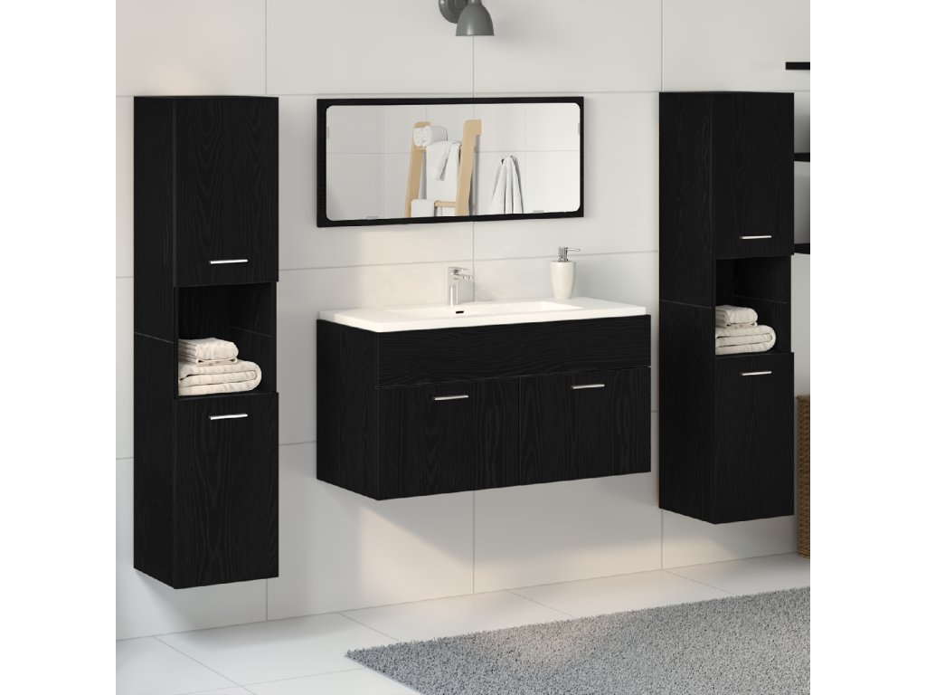 vidaXL Sada koupelnového nábytku 4 pcs Černý dub 41 x 38.5 x 46 cm