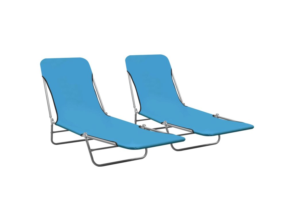 vidaXL Skládací zahradní lehátka 2 ks ocel a látka modrá