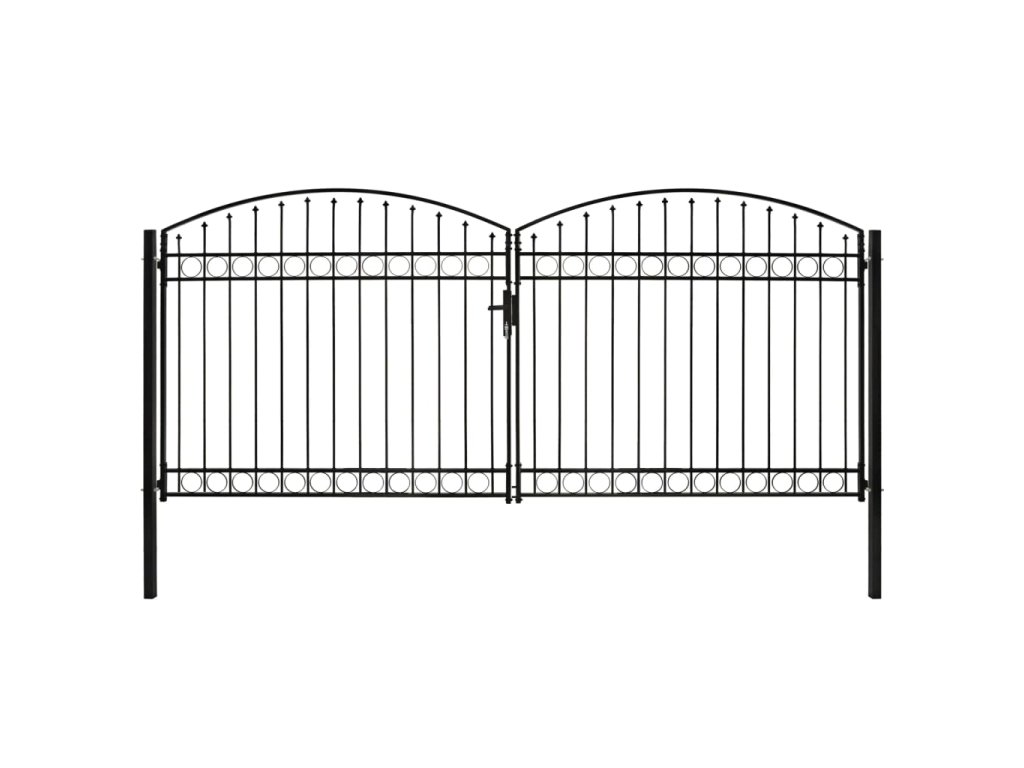 vidaXL Dvoukřídlá zahradní brána s obloukem ocelová 400 x 200 cm černá