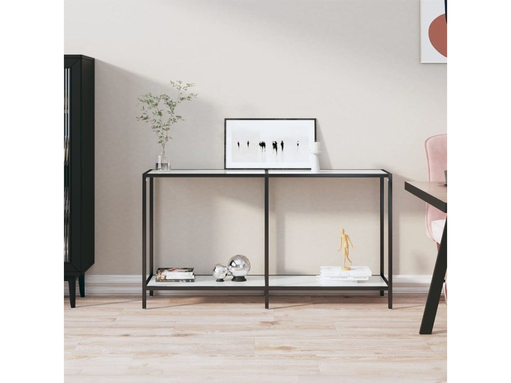 vidaXL Konzolový stolek bílý 140 x 35 x 75,5 cm tvrzené sklo