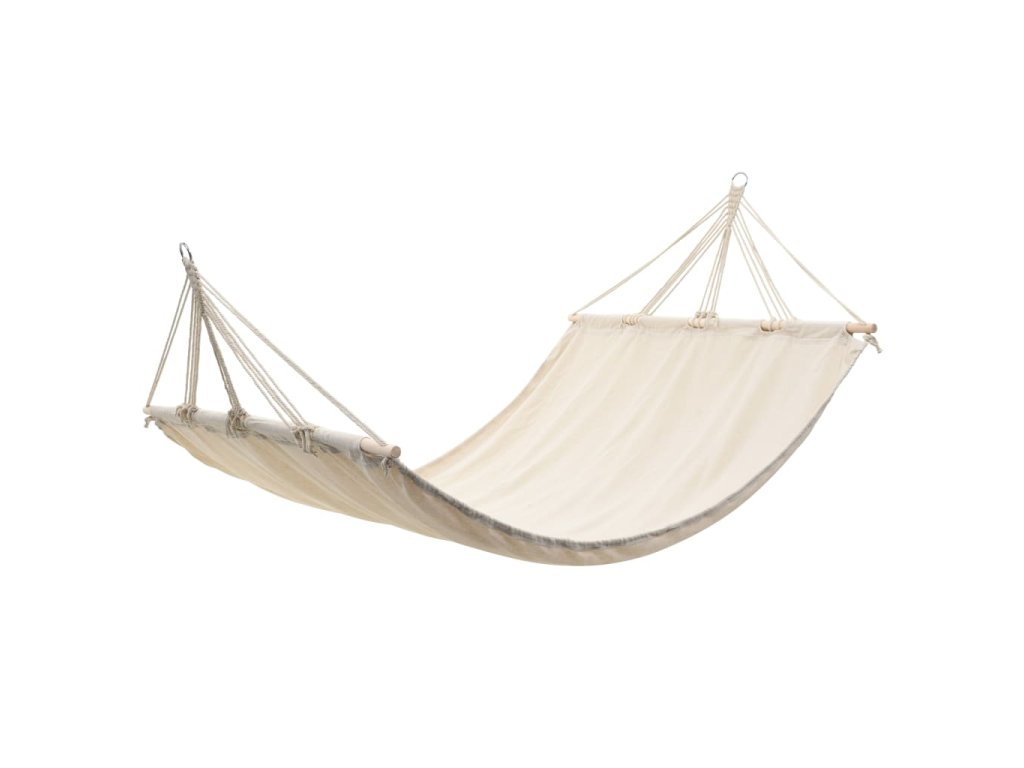 Houpací síť s lištami 210 x 150 cm krémová