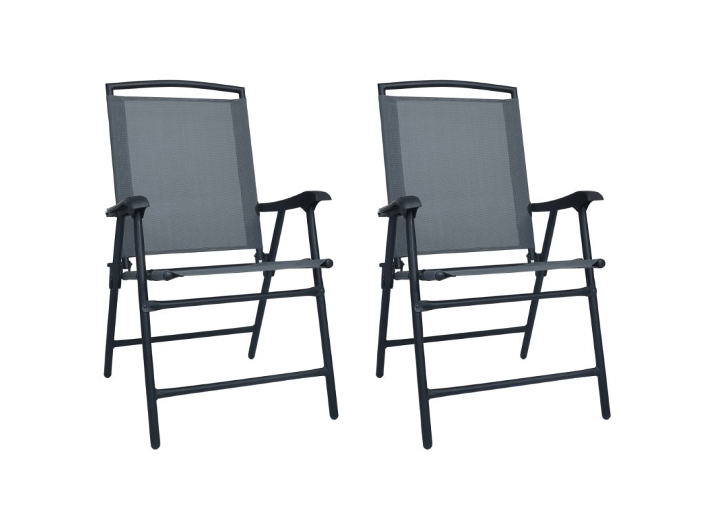 vidaXL Skládací zahradní židle 2 ks textilen šedé