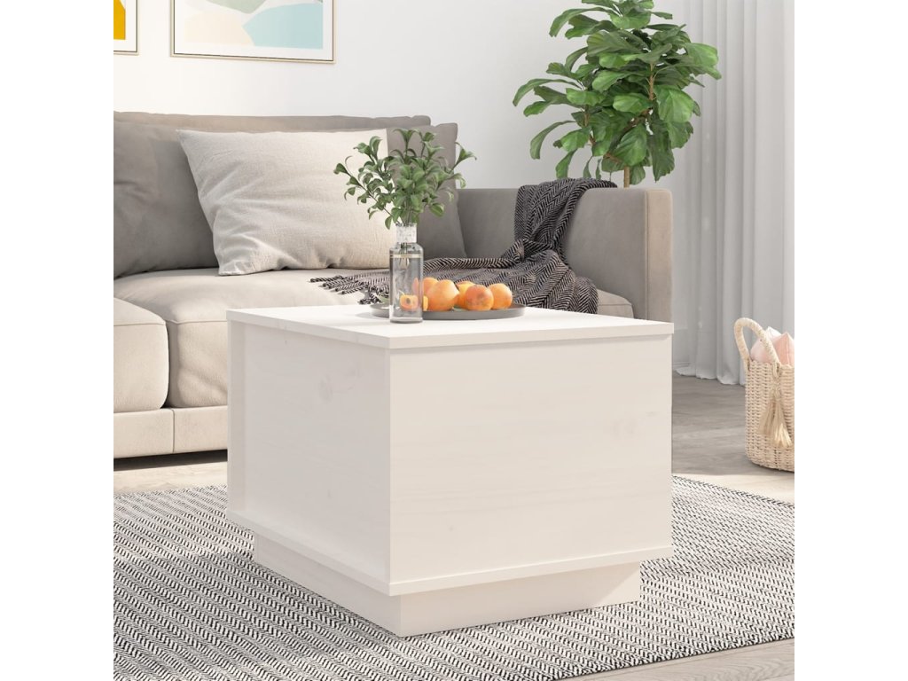vidaXL Konferenční stolek bílý 40 x 50 x 35 cm masivní borové dřevo