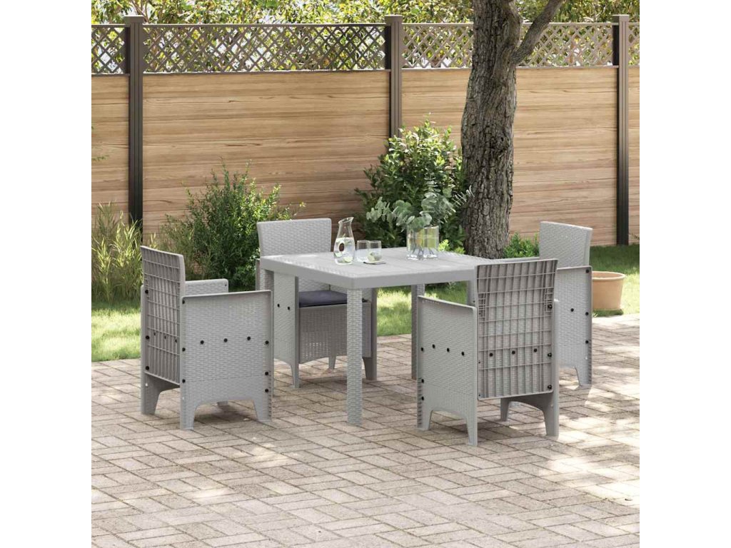 vidaXL Zahradní jídelní souprava 5 pcs Světle šedá Ratan Polt