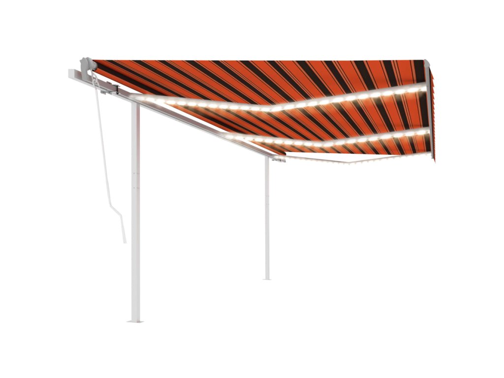 vidaXL Automatická markýza LED a senzor větru 6 x 3 m oranžovo-hnědá