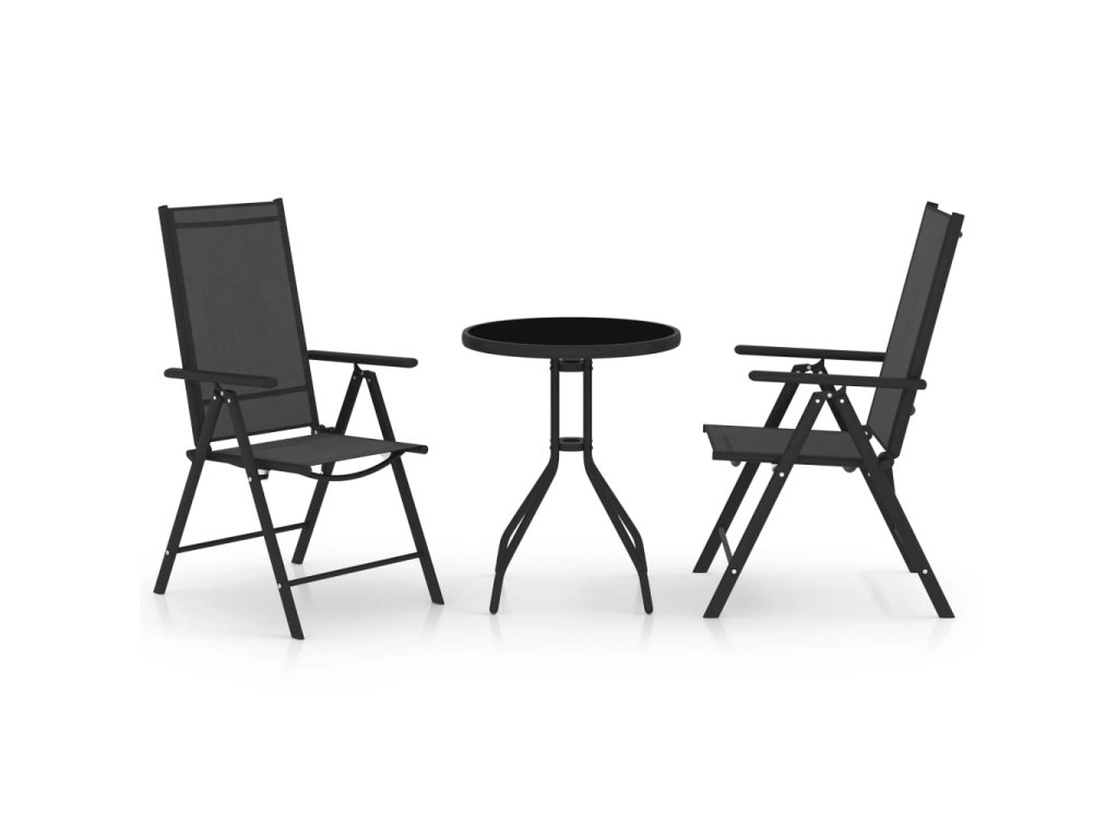 vidaXL 3dílný bistro set hliník a textilen černý