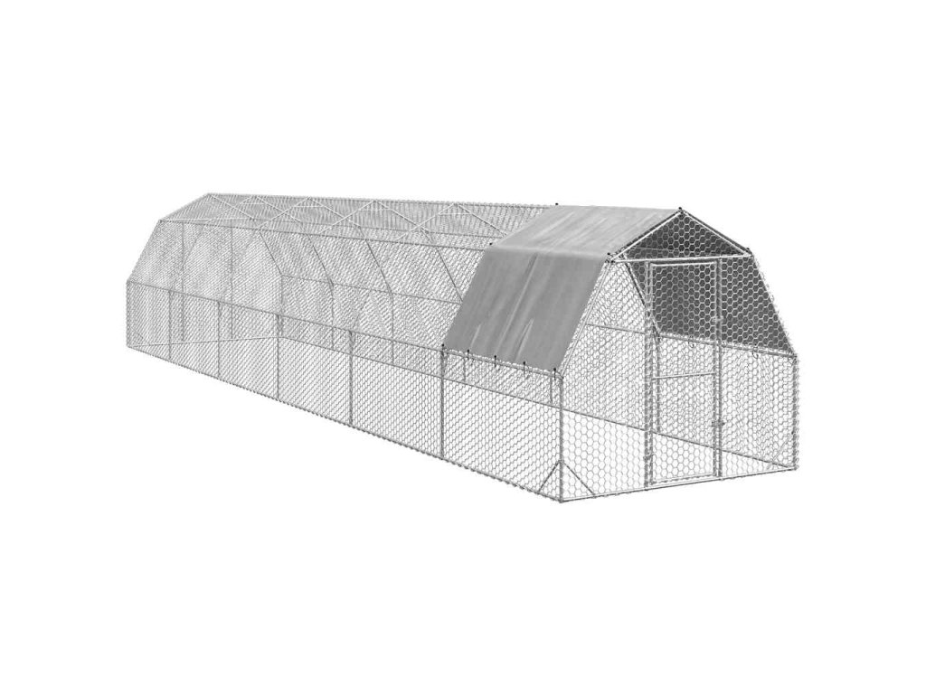 vidaXL Výběh pro slepice se střechou 2,5x12x2,25 m pozinkovaná ocel