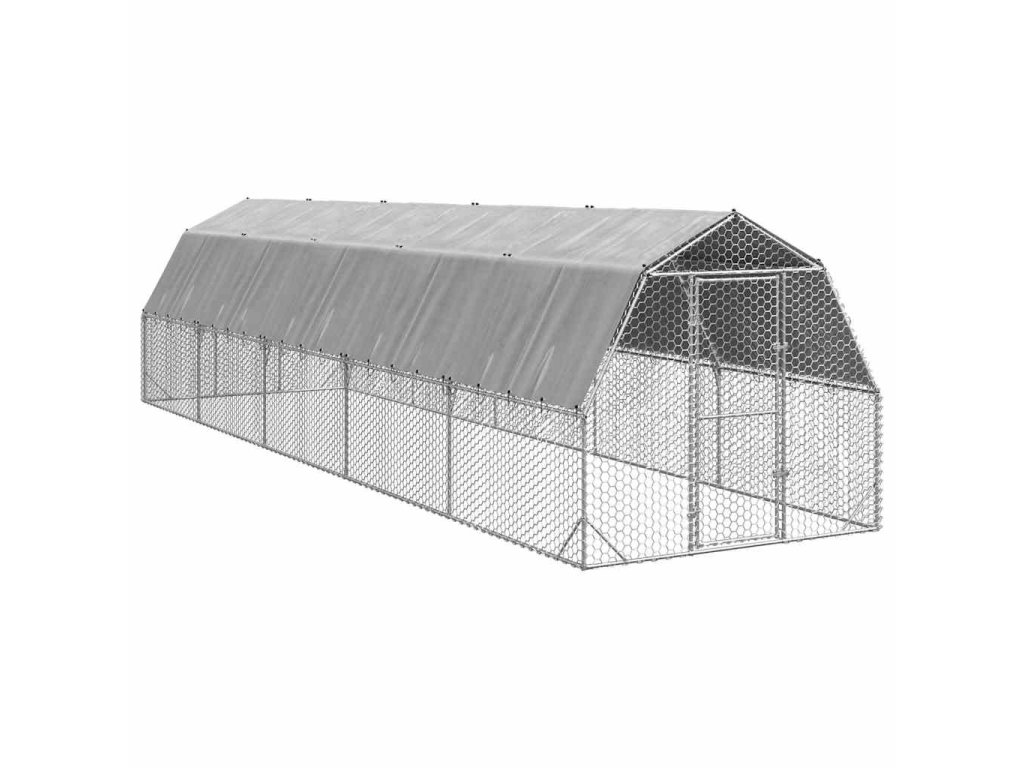 vidaXL Výběh pro slepice se střechou 2,5x10x2,25 m pozinkovaná ocel