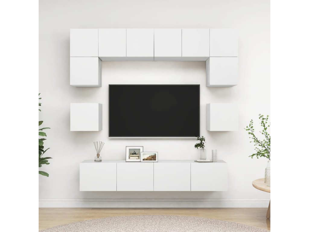 vidaXL 8dílný set TV skříněk bílý kompozitní dřevo