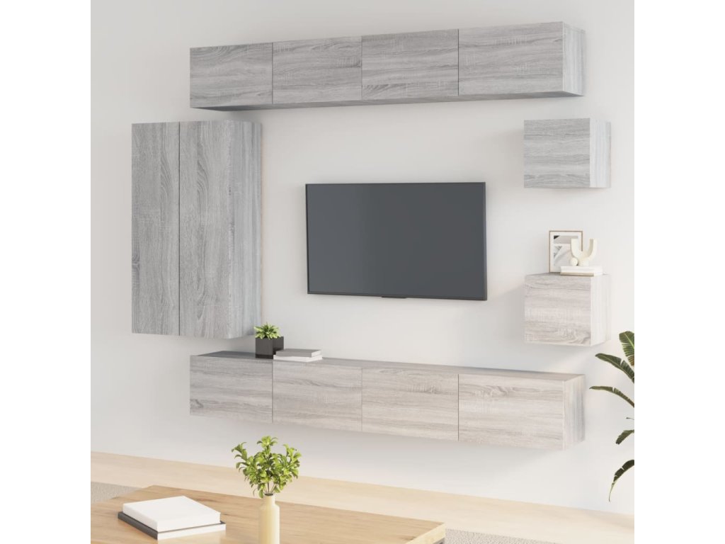 vidaXL 8dílný set TV skříněk šedý sonoma kompozitní dřevo